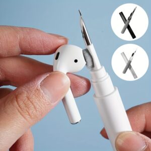 Caneta de Limpeza de Fones de Ouvido Sem Fio em ABS Durável com Escova de Precisão – Ideal para Fones de Ouvido, Teclados & Mais, Inclui Pontas de Substituição, Fones de Ouvido Sem Fio