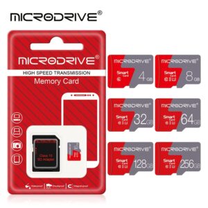 Cartão de memória Micro SD Classe 10 de alta velocidade com adaptador SD – 256GB, 128GB, 64GB, 32GB, 16GB Classificação U3 Armazenamento expansível para smartphone, câmera, DVR, Monitores Inteligentes