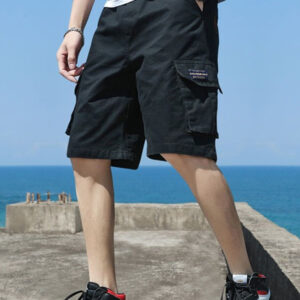 Shorts Cargo Masculinos de Tamanho Grande em Cor Sólida – Bolsos Múltiplos e Corte Solto Respirável com Cintura Ajustável por Cordão, Tecido Durável para Roupas Casuais de Verão & Uso Diário, TAMANHO GRANDE