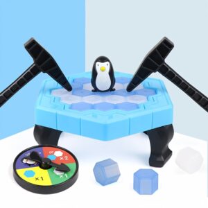 Jogo de Família Salve os Pinguins – Brinquedo Interativo de Tabuleiro de Bater no Gelo com Peças de Plástico Coloridas e Brancas, Diversão Educativa STEM para Crianças