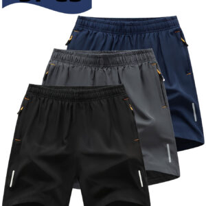 Conjunto de três peças para homem, calções desportivos casuais