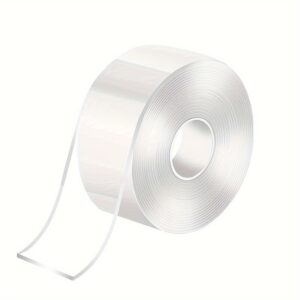 1 Rolo De Fita Adesiva Transparente Dupla Face Forte Lavável Reutilizável Fita Nano Adesiva Dupla Face Sem Traços Cola Removível Limpa Para Uso Doméstico, Espessura De 1mm