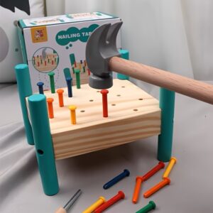 Brinquedo de Bater na Mesa para Crianças Tirar Pregos Reconhecimento de Cores Coordenação Mão-Olho Brinquedo de Bater Interativo entre Pais e Filhos