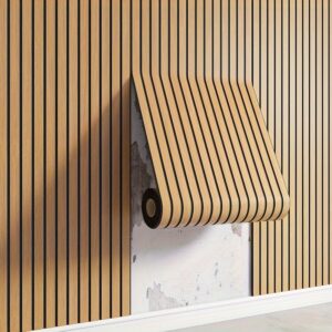 Painéis de Parede 3D Autocolantes de Cloreto de Polivinila, Design de Grade Texturizada, Decoração de Parede de Sala de Estar com Colagem Fácil – 1/3 de Rolo