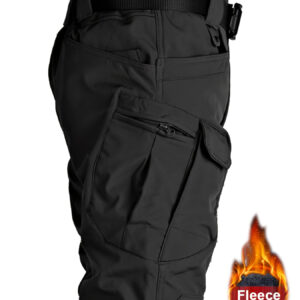 Calças Táticas Forradas com Fleece para Homens – Quentes, Duráveis, Mistura de Poliéster e Spandex, Estilo Casual com Múltiplos Bolsos & Cintura Ajustável para Atividades Externas no Inverno
