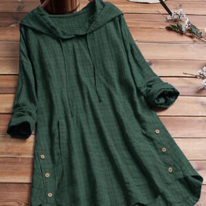 Camiseta Casual de Manga Longa com Capuz, Top Assimétrico Feminino, Blusa Xadrez Estilosa, Outerwear de Cintura com Laço para Mulheres, Camiseta de Manga Longa com Cordão Elegante, Direção Nian Nian.