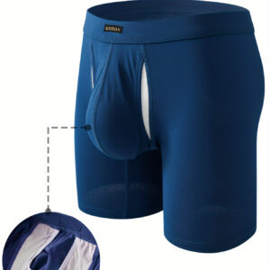 Cuecas boxer longas com aberturas laterais na moda para homens, confortáveis e respiráveis