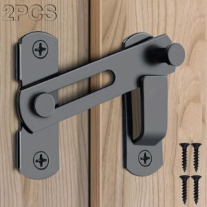 Trava de porta de fazenda deslizante de aço inoxidável de qualidade comercial – 180 graus, sem carregamento, durável para animais de estimação, garagem, banheiro, janela, exterior – Melhorador de segurança e segurança doméstica, adequado para vários tipos de portas