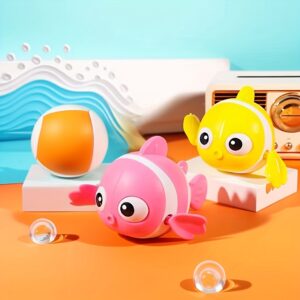 Brinquedo de Banho Flutuante para Crianças com Corrente – Peixe Palhaço Nadador em Forma de Brinquedo Aquático Flutuante, ABS Durável, Adequado para Banhos Infantis e Brincadeiras ao Ar Livre, Brinquedos de Banheiro Primavera-Verão, Brinquedos Fofos para Piscina