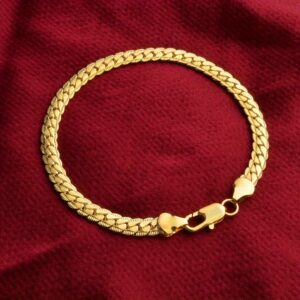 Pulseira Elegante para Homens Banhada a Ouro – Design Moderno e Simples