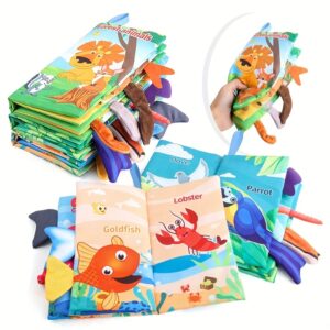 Livros para bebês – Presentes de brinquedos para bebês com toque e sensação, primeiros livros de pano macio para bebês, brinquedos sensoriais de aprendizado, brinquedos para carrinho de bebê, presentes de Natal, Halloween e Ação de Graças