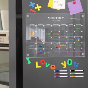 Calendário mensal magnético de acrílico para geladeira – Quadro de planeamento de borracha transparente com marcadores – Organizador de cozinha – Nota de cabeça perfeita para uso doméstico e de escritório!