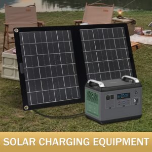 Painel Solar Portátil Carregador, 2-em-1 Dobrável, Saída de 30-50W, Conector USB, Carregamento Universal, Viagem e Trabalho Tensão 36V, Equipamento de Carregamento de Energia Solar para Telefones e Acessórios
