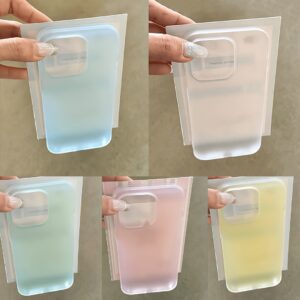 Capa de Telefone Ultra Fina Fosca e Transparente com Cinco Cores Coloridas para iPhone 16 15 14 Pro Max Plus 12 13 11, Capa Traseira Macia e Translúcida Antichoque