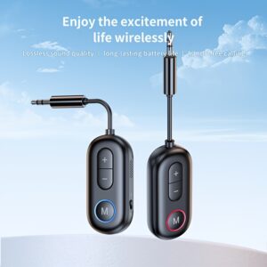 Novo Adaptador de Música Sem Fio | Receptor de Música Sem Fio para Carro | Transmissor de Áudio Sem Fio | Transmissor Sem Fio de Baixa Latência para TV, Computador, Avião e Fitness | Receptor de Áudio para Carros com Alto Falante Doméstico