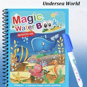 Livro de Água Mágica do Mundo Subaquático Reutilizável – Brinquedo Educativo de Pintura com Caneta Mágica Colorida Incluída – Presente de Natal Ideal para Crianças para o Inverno Ramadan Mubarak