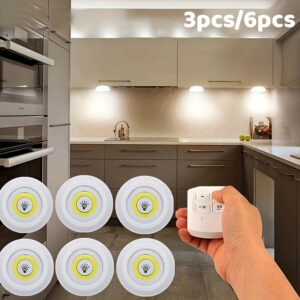 Conjunto de 6 peças/3 peças de Luzes LED Inteligentes sem Fio para Armários COB com Controle Remoto – Perfeito para Guarda-roupas, Cozinha e muito mais