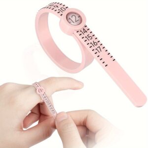 Ferramenta de medição de tamanho de anel reutilizável 1pc 1-17 EUA Medidor de tamanho de dedo Ferramenta de dimensionamento de joias Ferramenta de medição de tamanho de anel (Rosa)