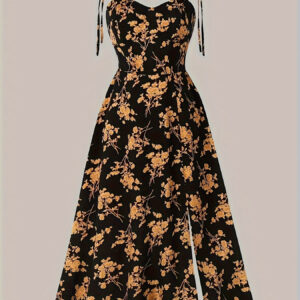 Vestido de praia sem mangas com estampa floral elegante para mulheres