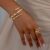 Conjunto de Pulseira e Anel Geométrico Chic para Mulheres – Estilo Punk Vintage, Ferro Dourado, Acessórios Versáteis para Uso Diário e Festas, Pulseiras para Casais